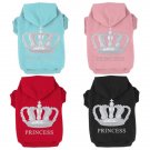 Princess Tiara Pet Hoodie XS-3XL Puppy Dog Cat Warm Pullover Hooded Sweater Jacket Coat Pets Clothes