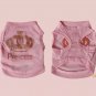 Princess Tiara Glitter Pet Top XS-L Tank Puppy Dog Kitten Cat Printed Shirt Summer Spring Clothes