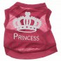 Princess Tiara Glitter Pet Top XS-L Tank Puppy Dog Kitten Cat Printed Shirt Summer Spring Clothes