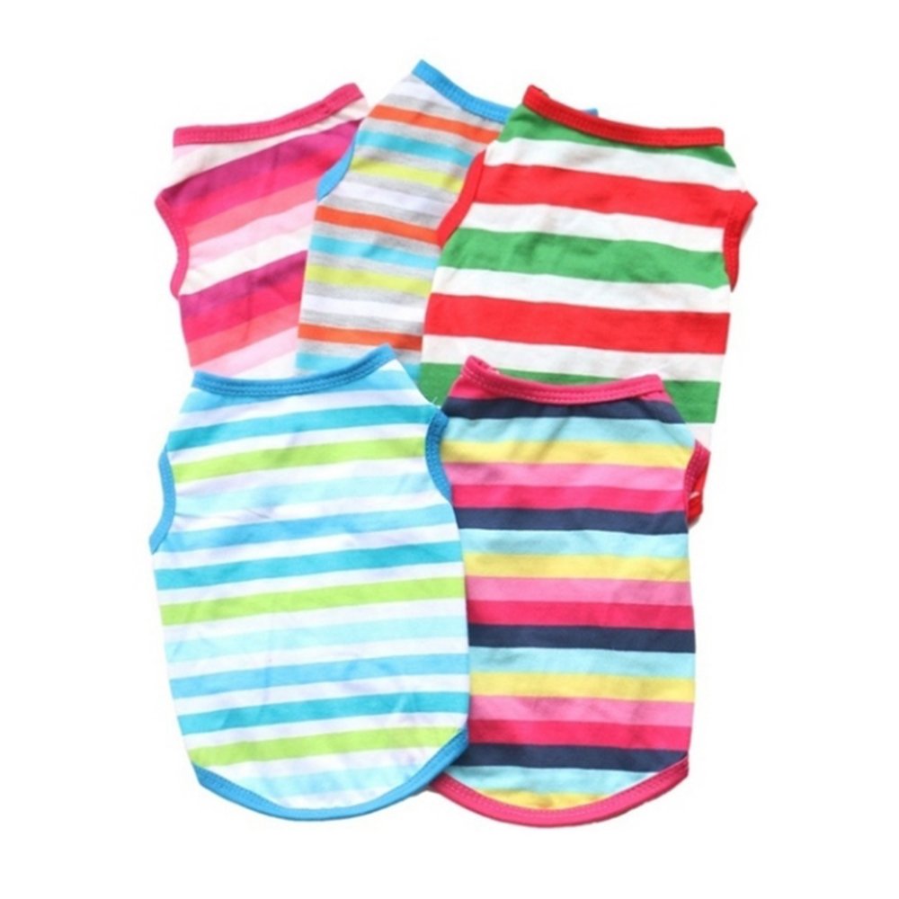 Colorful Stripped Pet Tank Top XS-XL Puppy Dog Cat T-Shirt Top Pets Spring Summer Clothes