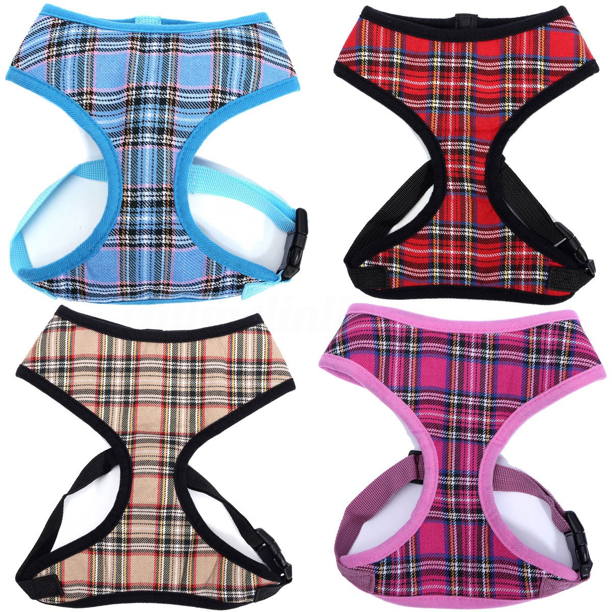 No Pull Plaid Pattern Pet Harness XS-XL Soft Mesh Vest Adjustable Chest Strap Collar Puppy Dog Walk