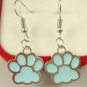 Handmade Paw Print Dangle Earrings Silver Plated Hook Pet Puppy Dog Pawprint footprint Retro Jewelry