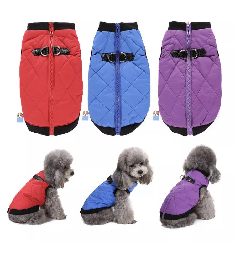 Waterproof Padded Pet Jacket XS-XL Winter Vest Soft Pet Clothes Warm Coat Harness Puppy Dog Apparel
