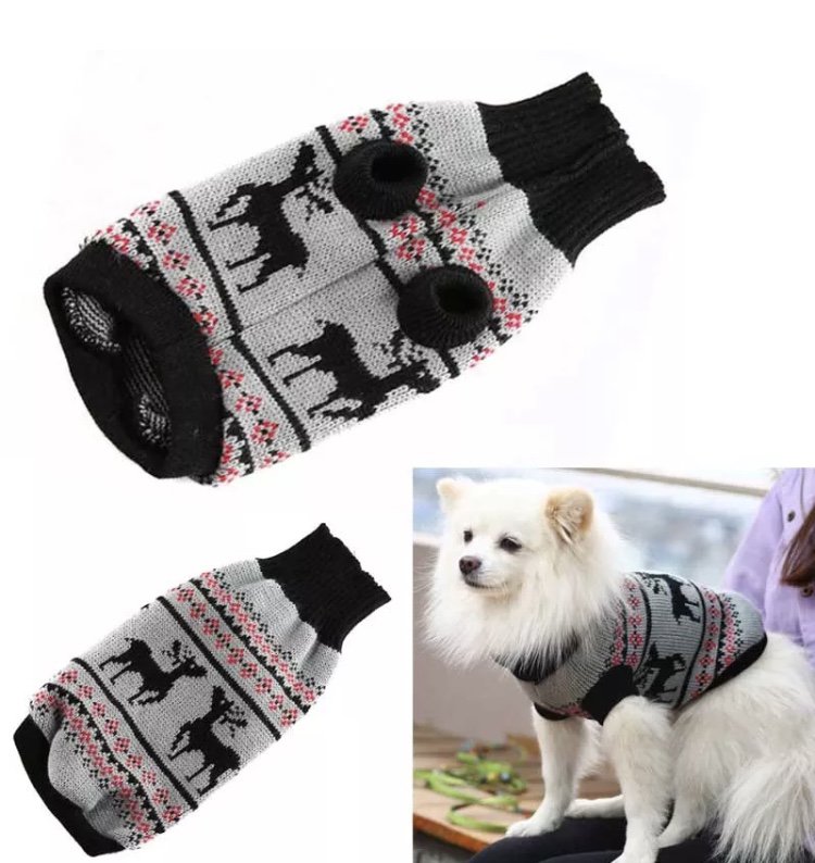 Pet Knit Reindeer Sweater XS-2XL Puppy Dog Kitten Cat Warm Clothes Coat Outwear Xmas Fashion Apparel