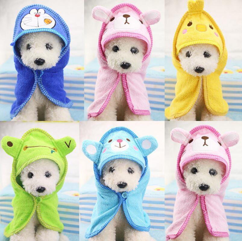 Animal Pet Bath Robe Towel S-L Cartoon Design Cat Dog Dressing Gown Pajamas Grooming Supplies