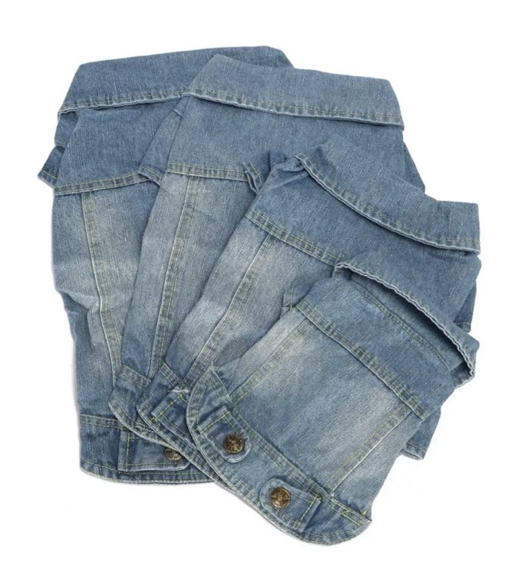 Blue Jean Denim Pet Jacket XS-2XL Cute Puppy Dog Cat Coat Clothes Costume Apparel