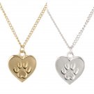 Paw Print Claw Heart Pendant Necklace Charm Cat Lover Pet Kitten Cat Animal Footprint Jewelry