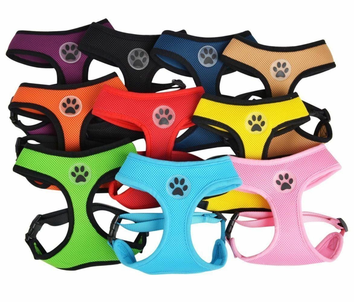 Paw Print Pet Harness XS-XXL Puppy Dog Cat Soft Mesh Control Walking Outdoors Collar