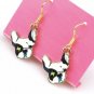 Betsey Johnson Earrings Dangle Hook Pet Puppy Dog Boston Terrier French Bulldog