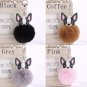 Boston Terrier French Bulldog Keychain Pet Puppy Dog Artificial Rabbit Fur Furry Ball Key Chain