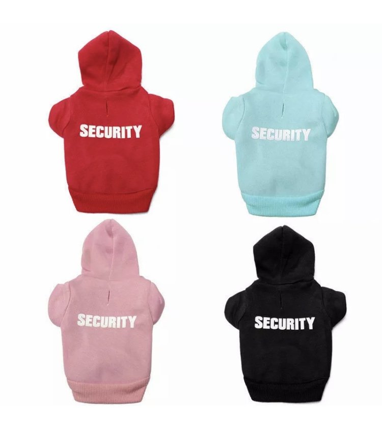 Security Pet Hoodie Sweatshirt XS-XL Funny Print Top Puppy Dog Sweater Jacket Pets Clothes Apparel