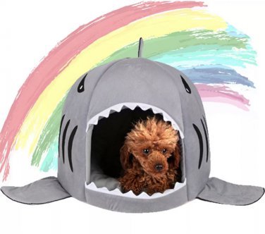 Shark Mouth Pet Bed Nest House S-L Puppy Dog Kitten Cat Comfy House Kennel Sleep Nap Warm Bed