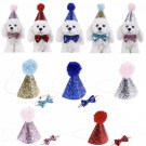 3D Pet Birthday Hat Bow Tie Set Fur Ball Hat Headwear Dog Cat Special Event Party Accessories