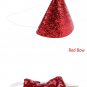 3D Pet Birthday Hat Bow Tie Set Fur Ball Hat Headwear Dog Cat Special Event Party Accessories