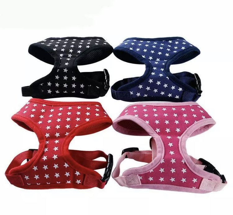 Star Pattern Pet Harness Vest XS-XL Soft Mesh Adjustable Chest Strap Collar Puppy Dog Walk