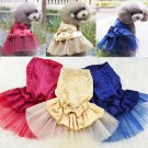 Rhinestone Gems Pet Tutu Dress XS-L Princess Lace Skirt Puppy Dog Cat Costume Apparel Clothes