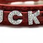 Personalized Croc PU Leather Pet Collar Rhinestone Buckle Letters Charms Dog Cat Name Accessory