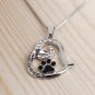 Always In My Heart Paw Print Pendant Necklace Pet Puppy Dog Cat Rhinestones Fashion Jewelry