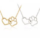 Heart Paw Print Pendant Necklace Charm Cute Pet Animal Lover Puppy Dog Cat Love Fashion Jewelry