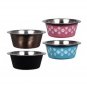 Stainless-Steel Pet Bowls Paw Print Bold 6.5x2.5 in. Puppy Dog Food Water Bowl Holder Pets Supplies