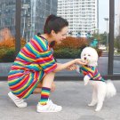 Matching Rainbow Pet People Tops Clothes XS-2XL Puppy Dog Kitten Cat Striped Cool Shirt Clothing