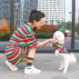 Matching Rainbow Pet People Tops Clothes XS-2XL Puppy Dog Kitten Cat Striped Cool Shirt Clothing