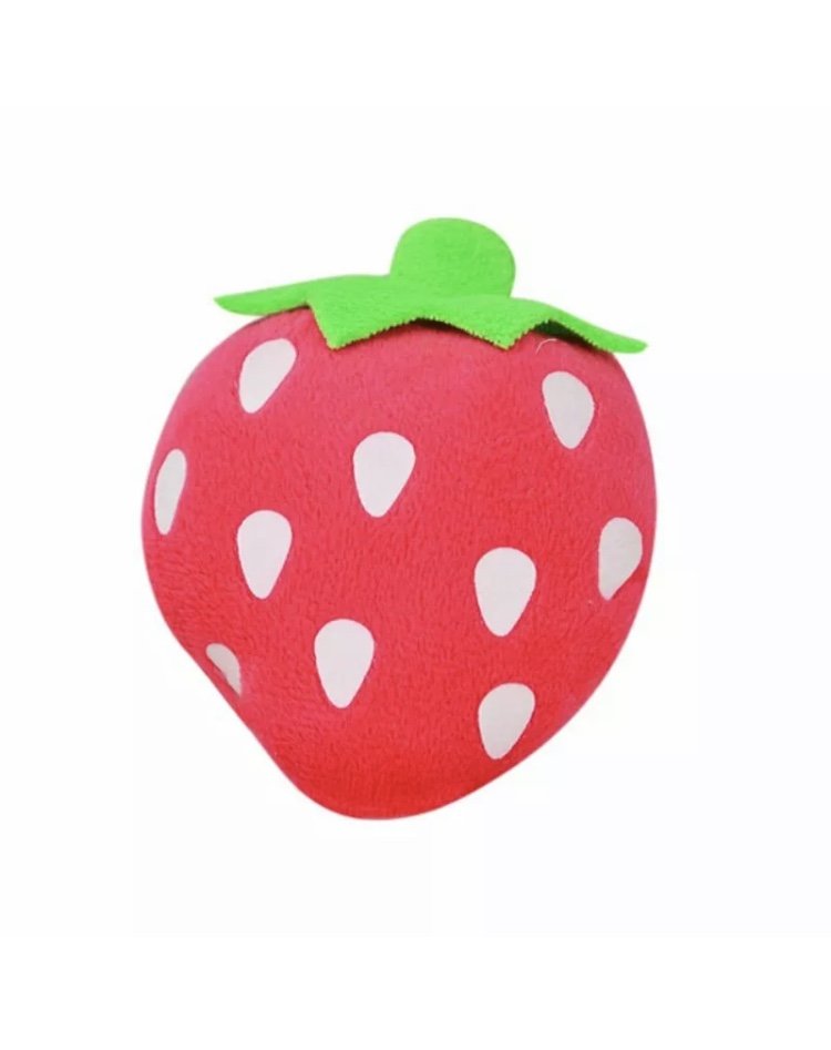 Plush Squeaky Strawberry Pet Chew Toy Squeaker Sound Fruit Ball Puppy Dog Fetch Interactive Toys
