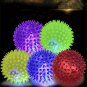 Spikey LED Flashing Glowing Rubber Ball Hedgehog Puppy Dog Cat Pet Training Squeaky Sound Chew Toy