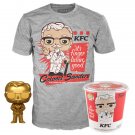 Colonel Sanders (Bucket of Chicken) (Gold) and KFC Tee Funko Pop