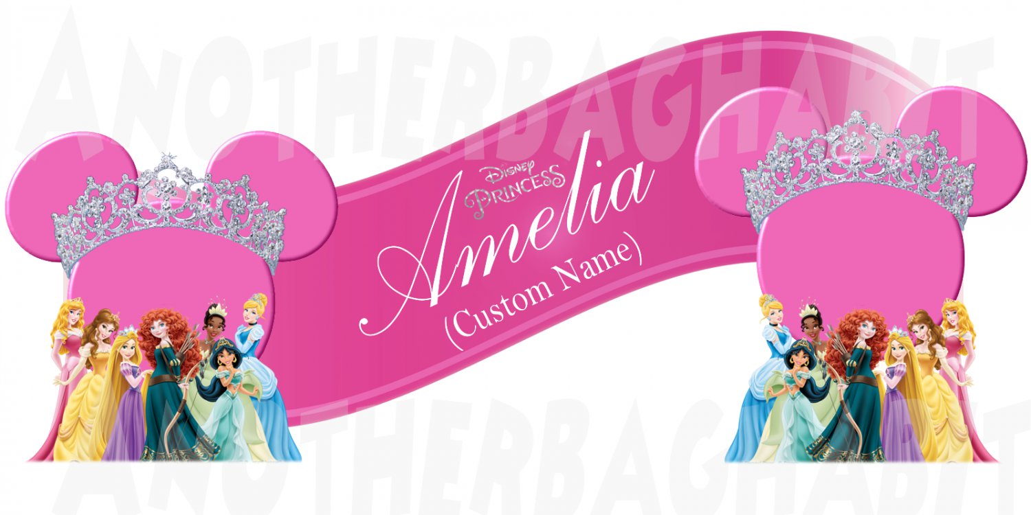 Princesses from Disney Banner Wall Decal Removable Sticker CUSTOM NAME