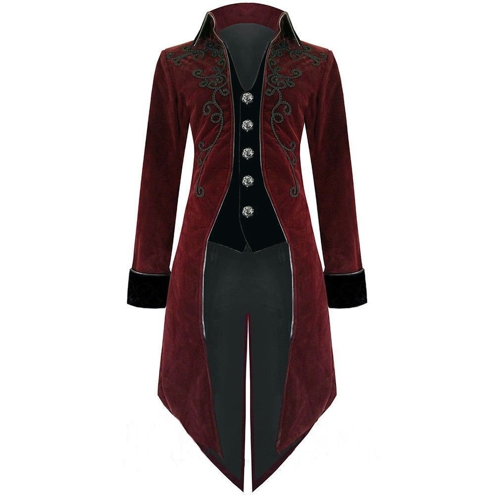 Devil Fashion Men's Red Velvet Goth Steampunk Aristocrat Regency Coat ...