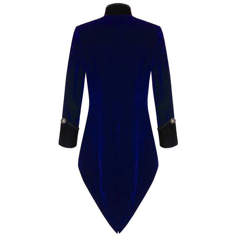 Men Tuxedo Tail coat Jacket Blue & Black Velvet Goth Steampunk ...