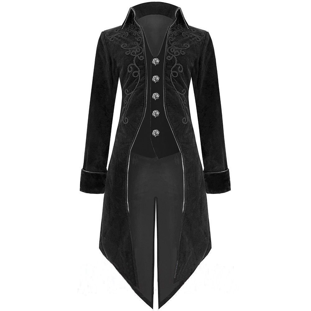 Devil Fashion Men's Black Velvet Goth Steampunk Aristocrat Regency Coat ...