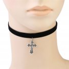 Cross Choker Black Necklace Women's Creative Retro Punk Goth Religious Fashion Style