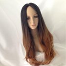 Ombre Light Brown Mix Natural Wig Costume Party Cosplay Hair Lovely Style Long Wigs