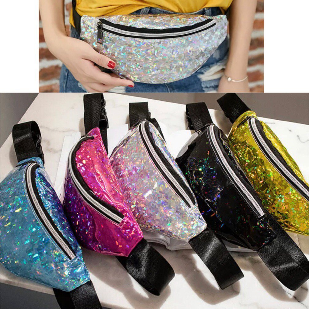 Laser Fanny Pack Unisex Holographic Bag Carrier Rave Festival Party