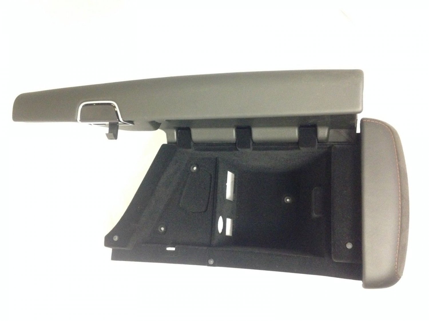 CTS 2014-18 jet black leather & suede armrest console lid & storage bin. OEM red