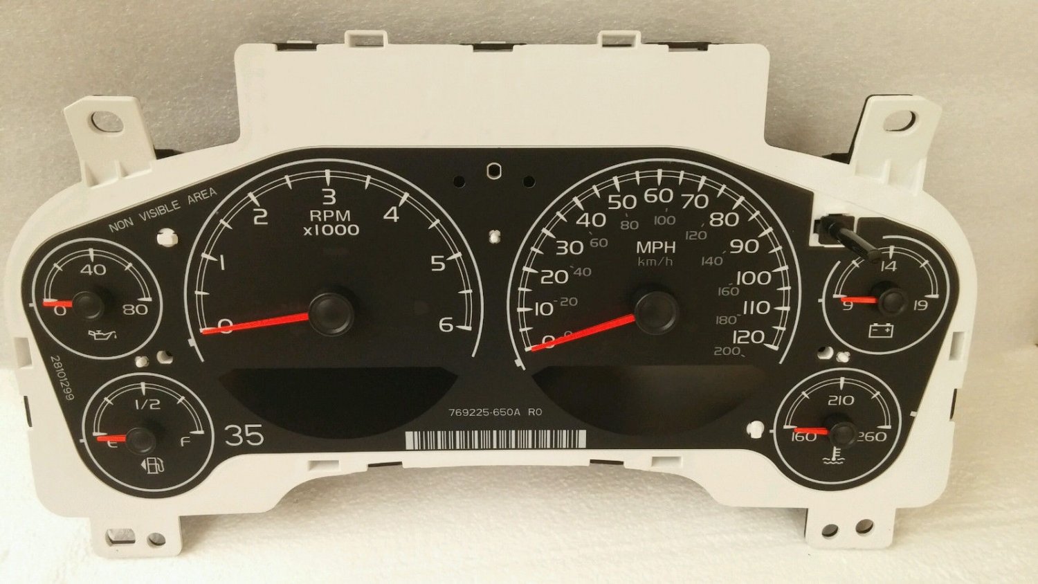 GM instrument panel dash gauge cluster 20964186 w/o lens. Speedometer Tachometer