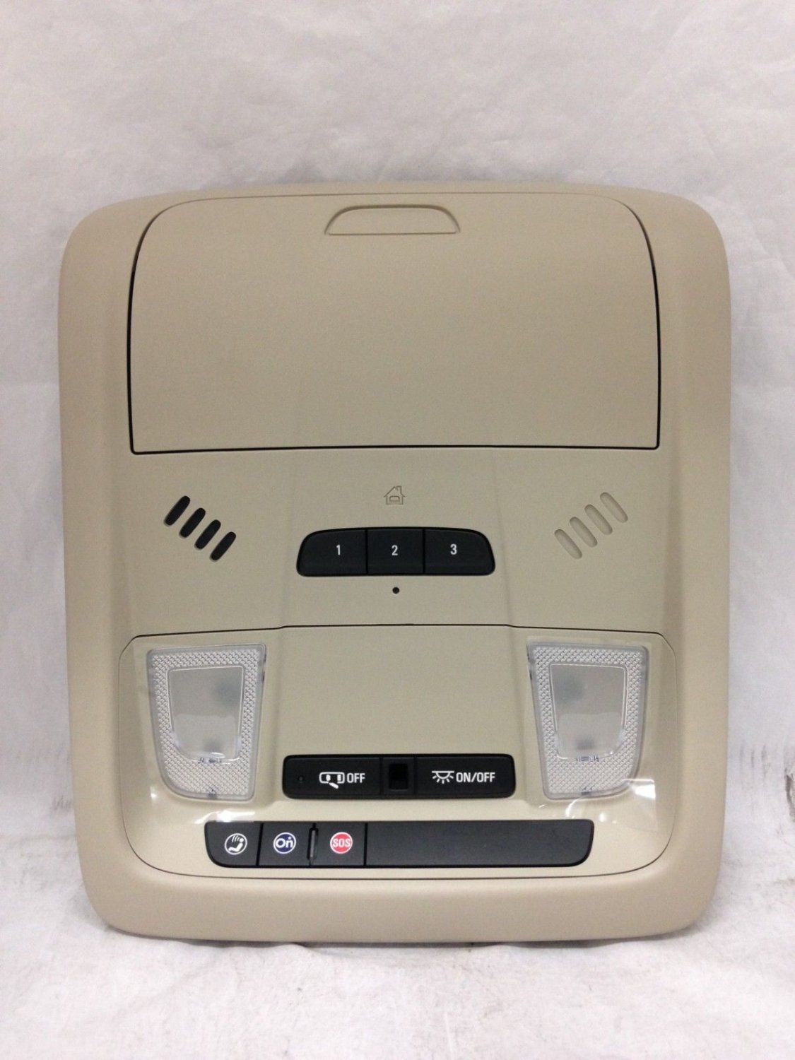 Acadia overhead console. HomeLink Garage Door Opener, OnStar. Shale
