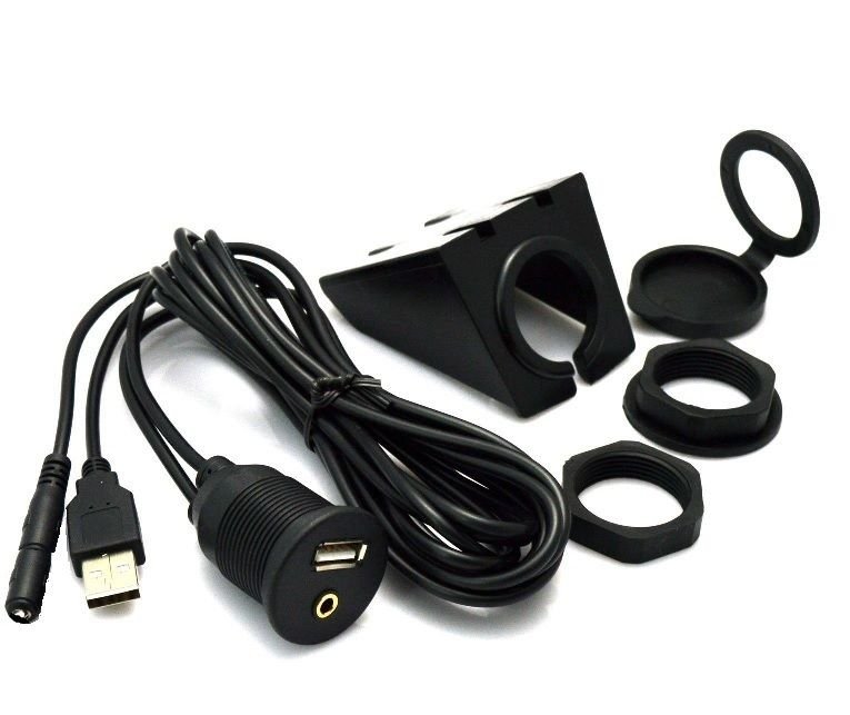 OEM look dash/flush mount USB & Aux auxiliary audio input cable ...