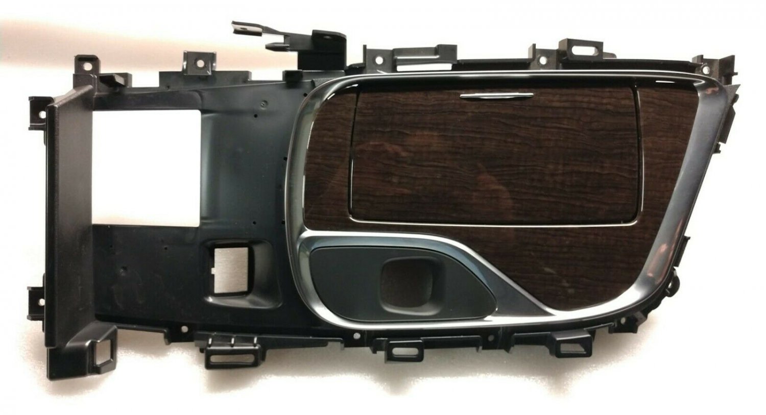Buick Enclave brown woodgrain center floor seat console cupholder trim w/ chrome