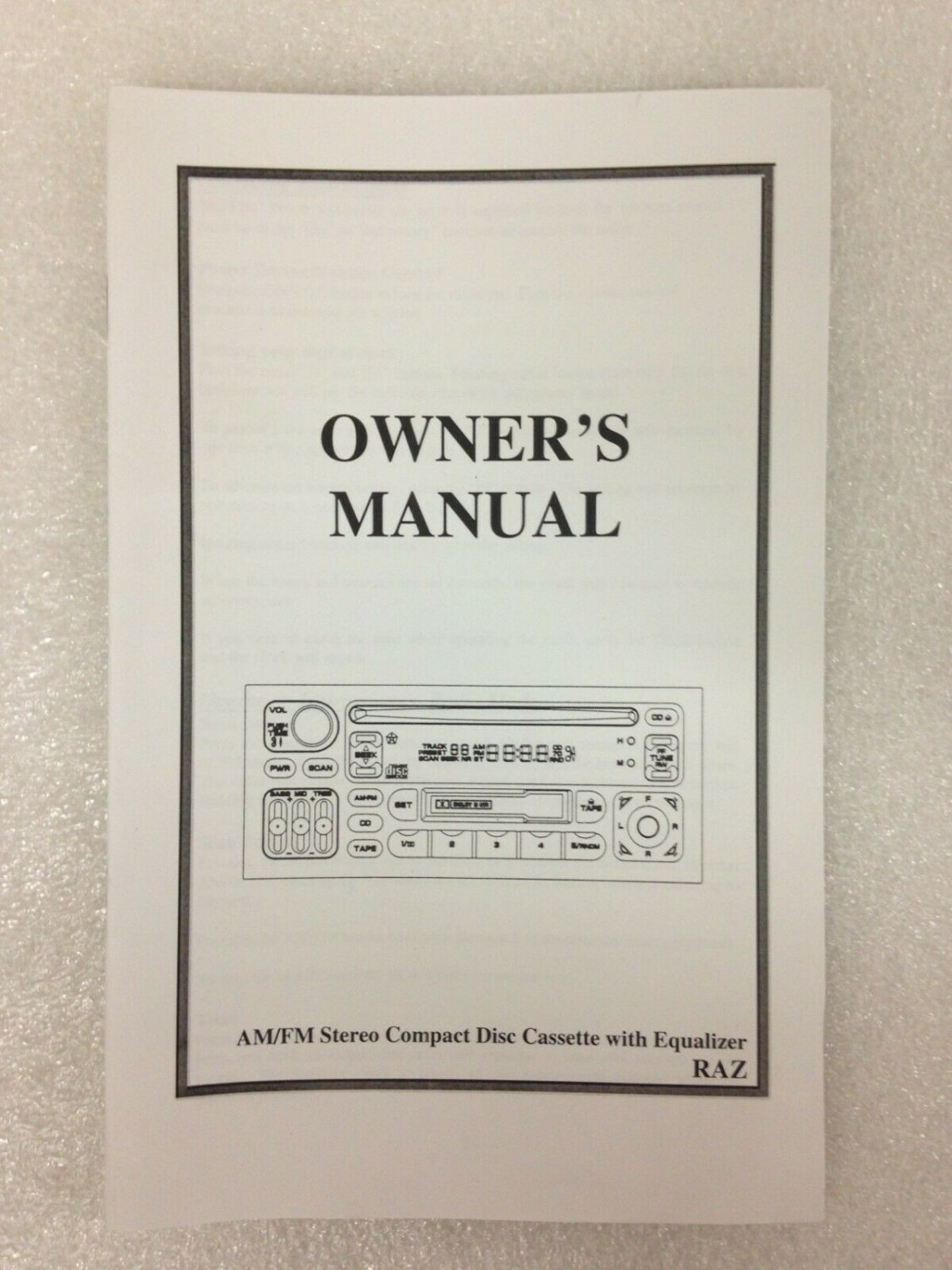 Chrysler Dodge Jeep RAZ CD Cassette radio (square style) user Owner's Manual