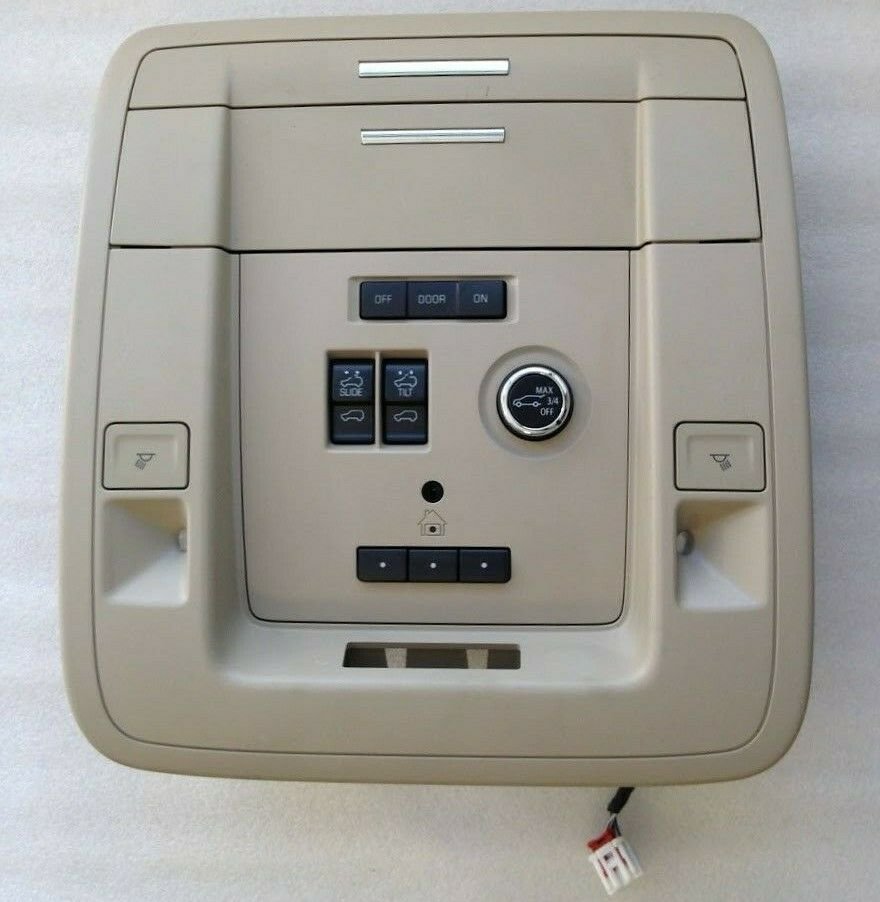 GM SUV tan overhead roof console w/ HomeLink door opener, liftgate, sunroof etc