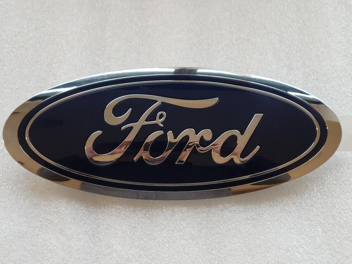 Tailgate emblem logo in chrome & blue for 2015-2018 Ford F-150 F150. 9.5" BLEM