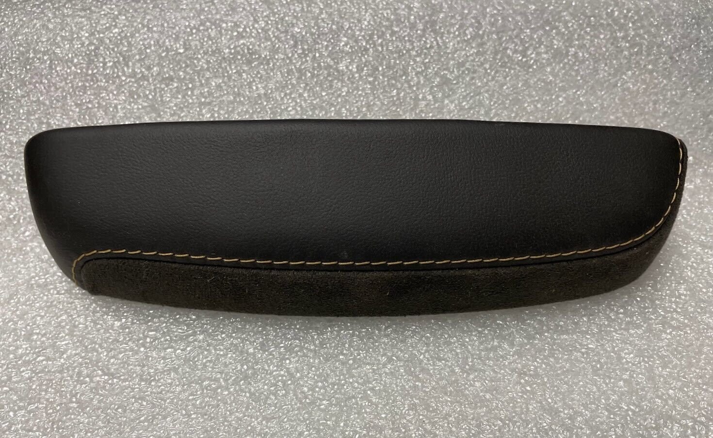CTS-V 2014-2018 black leather suede console end cap. Yellow gold stitching