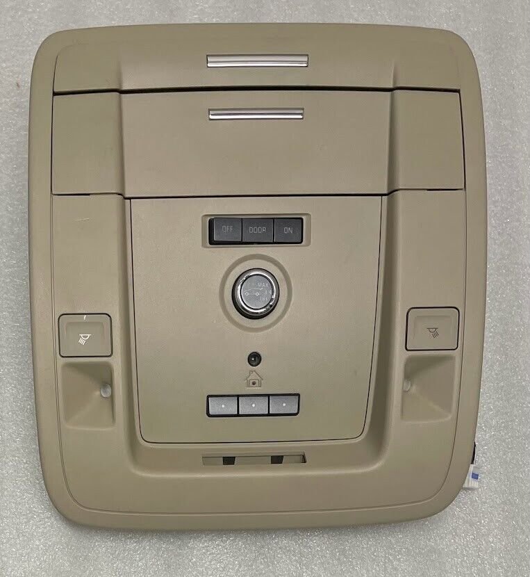 GM tan overhead roof console w/ HomeLink door opener, liftgate knob, lights, etc