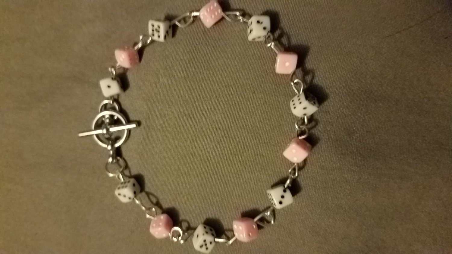 Pink & White Dice Bracelet