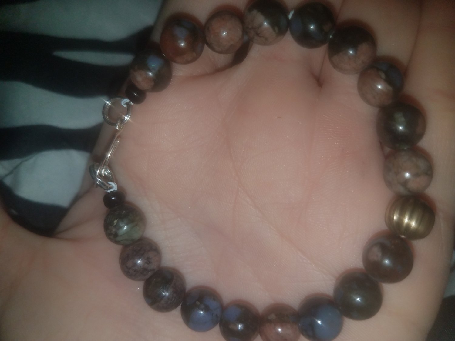 Blue African Opal Beaded Bracelet