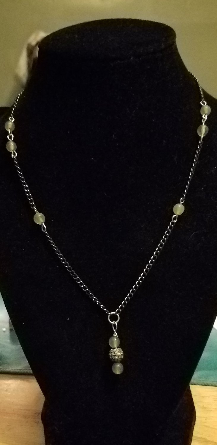 Gray Agate & Cubic Zirconia Pendant