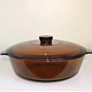 Anchor Hocking Ovenware Amber Brown 2 Qt Covered Casserole Dish Lid 9"/Holiday